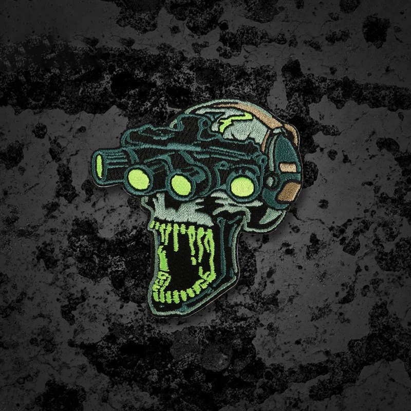 3D Embroidered Night Vision device Tactical Patch Hook&Loop Military Armband Skull Morale Badge on Backpack Punk Applique