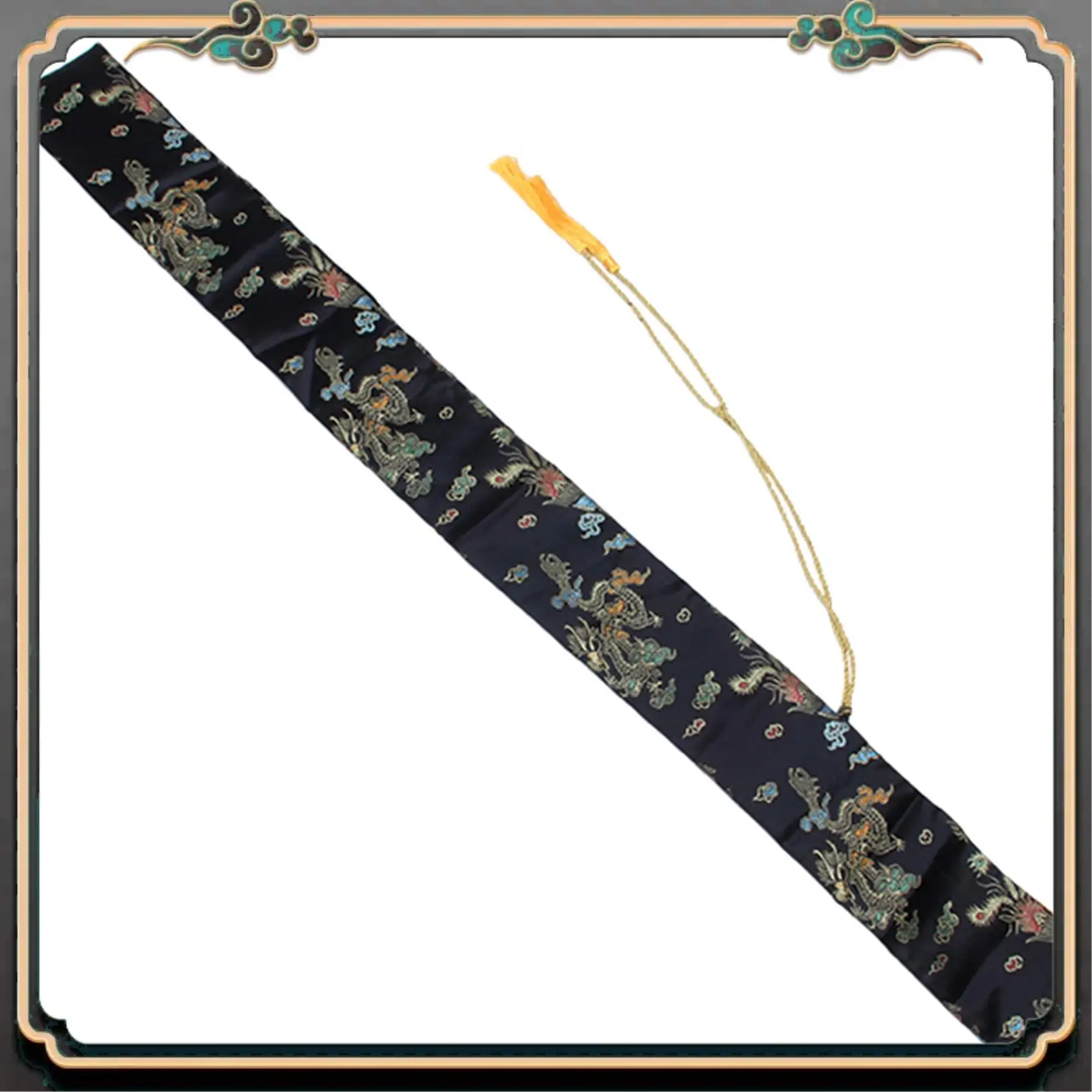 

Премиум 3шт 135см Дракон и Феникс Катана Самурайский Меч Сумка Tissu Черный