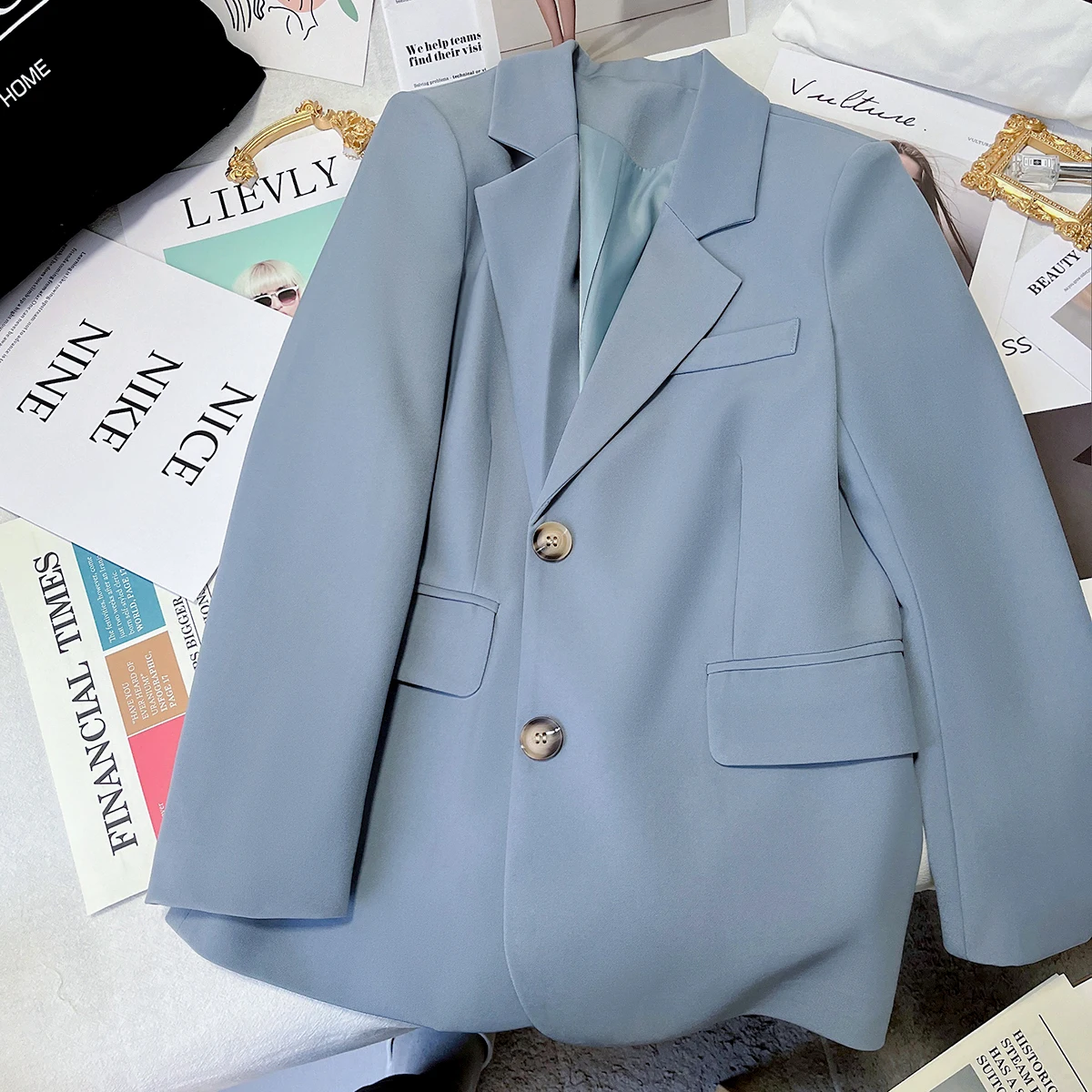 Veste de costume pour femmes, manteau mince et décontracté, blazer couleur bonbon à simple boutonnage pour dames, nouvelle collection printemps automne 2023