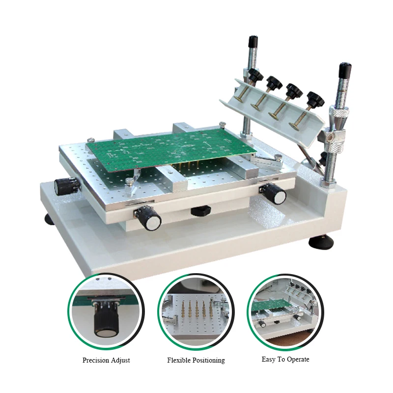 Mesa de serigrafía Manual de pasta de soldadura de alta precisión, ZB3040H, máquina de impresora de pasta de soldadura PCB para línea de producción