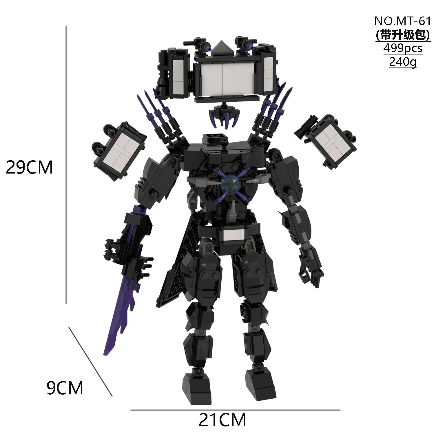 

Skibidi Туалет MOC Абстрактный робот Строительные блоки Совместимы с LEGO MT61-B Рюкзак-ракета TV King Модель Кирпичи Игрушки