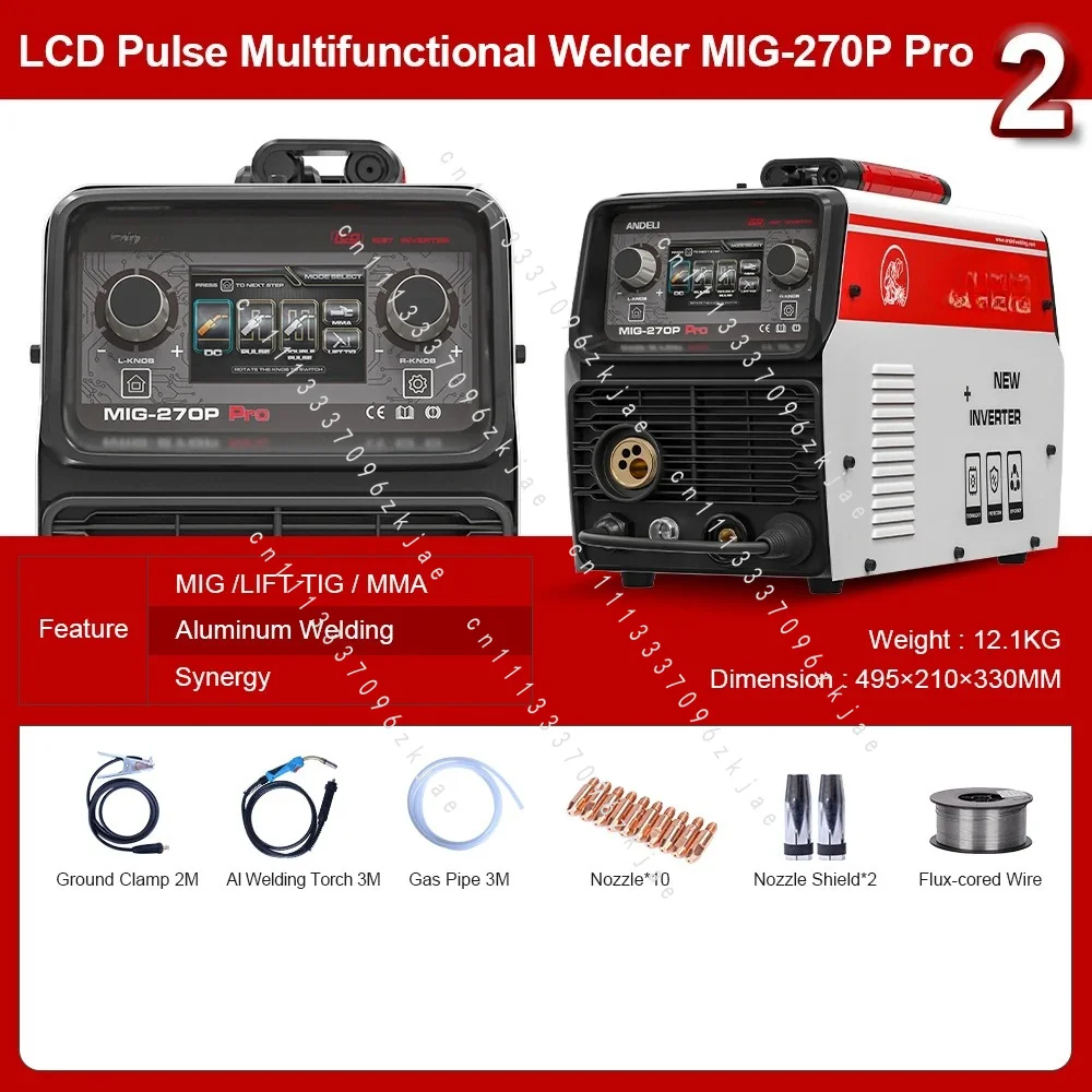 220V Double Pulse MIG Welder with LCD Screen, Aluminum Welding Capability, Workshop Metal Joining Equipment