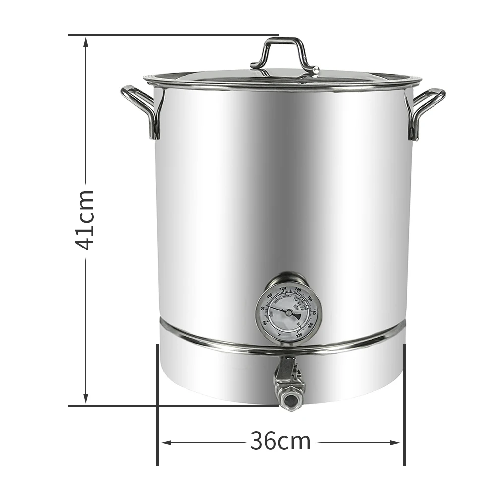 Stainless Steel Beer Brew Kettle 30L 40L 60L Home Brewing Pot with Thermometer Ball Valve Heavy Duty for Home Bar view 5