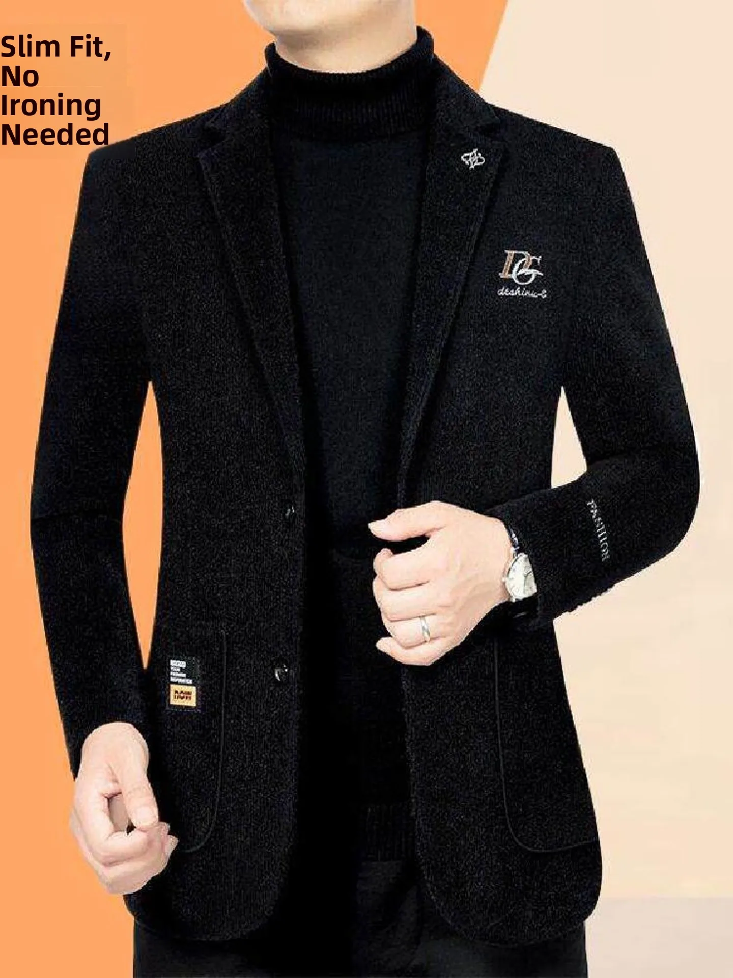 

Woolen Men's Suit Jaet Casual Busin Sle Mid-aged Men's Faion High-end Leisure Men's Coat Dad's Outfit