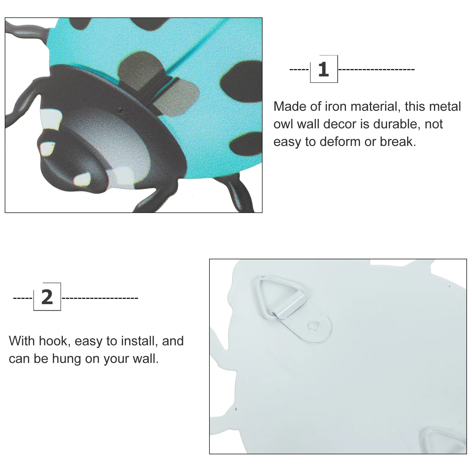 

3Pcs Metal Ladybug Wall Art Hanging Sculptures Sturdy Iron Wall Decor for Indoor Outdoor Garden Lawn Decoration