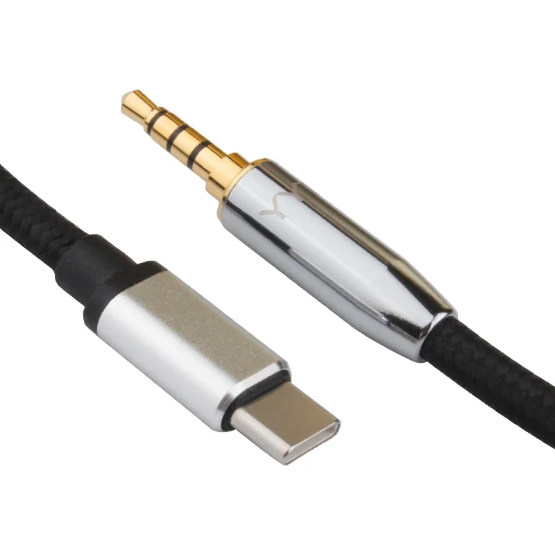 YYTCG USB Typ C bis 3,5mm trrs 4-poliges Aux-Kabel für Telefon Kopfhörer Auto Hifi Stereo Sound Audio-Anschluss USB C bis 3,5mm Aux-Kabel 3