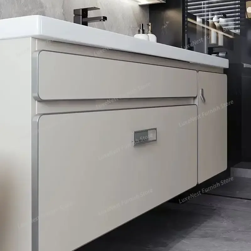 

Элитные керамические интегрированные тумбы для ванной комнаты с раковиной: Простые современные компактные тумбы-умывальники, уникальная мебель для ванных комнат