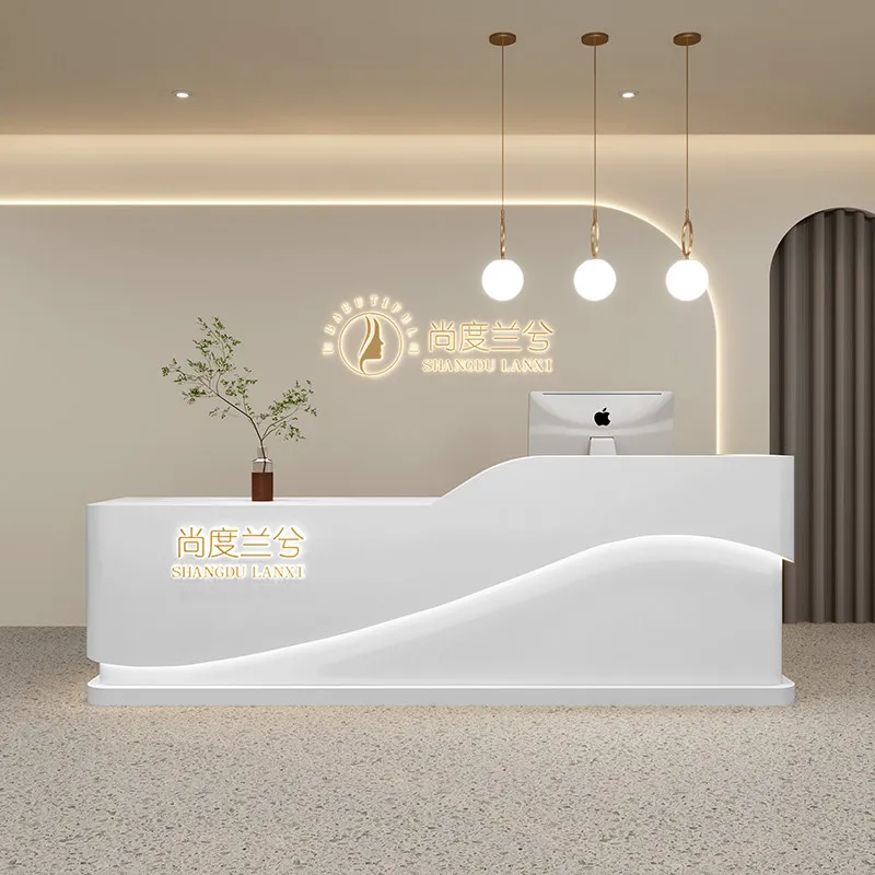 

Modern Minimalist Beauty Salon Cashier Desk Nordic Luxury Clothing Store Company Front Reception Desk Office Furniture FYRD