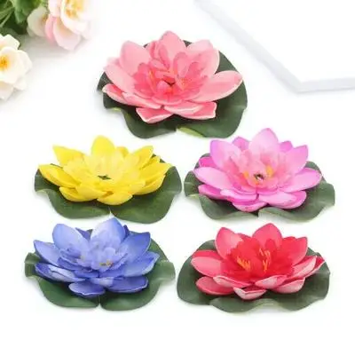 

10cm Artificial Water Lilies 5Pcs Fake Floating Lotus Flowers Simulation Pond Plants for Garden Home Summer Party Decoration