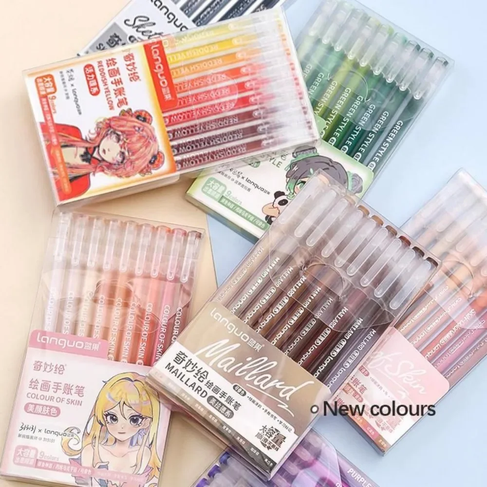 Languo 9 Color Highlighters Pen Shiny Bling Pen for Diary Notebook Painting Drawing Writing Student Art Stationary Supplies
