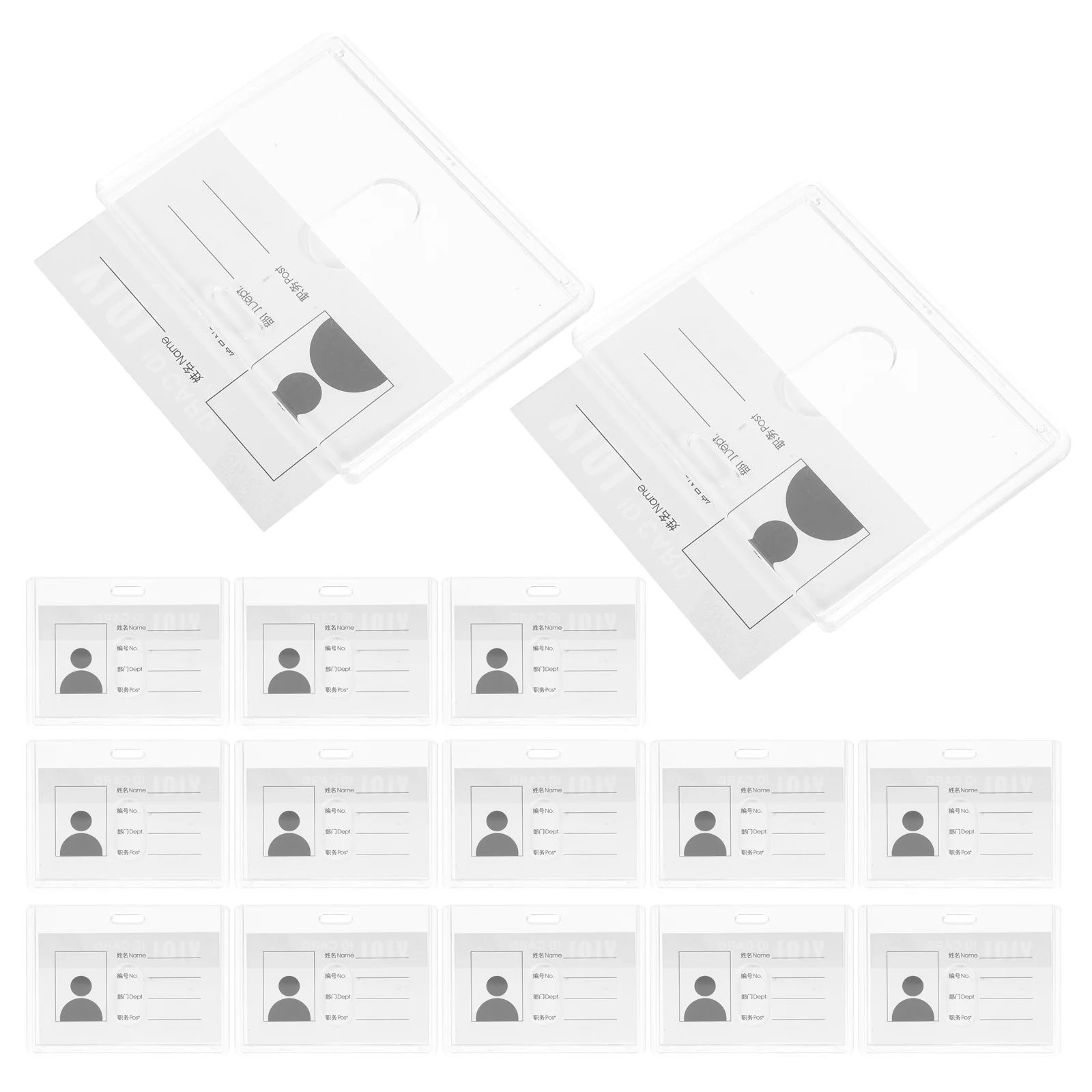 

15pcs Transparent Card Sleeves Clear Id Card Holder Sleeve For Office School Work Badge Protector Reusable Name Tag