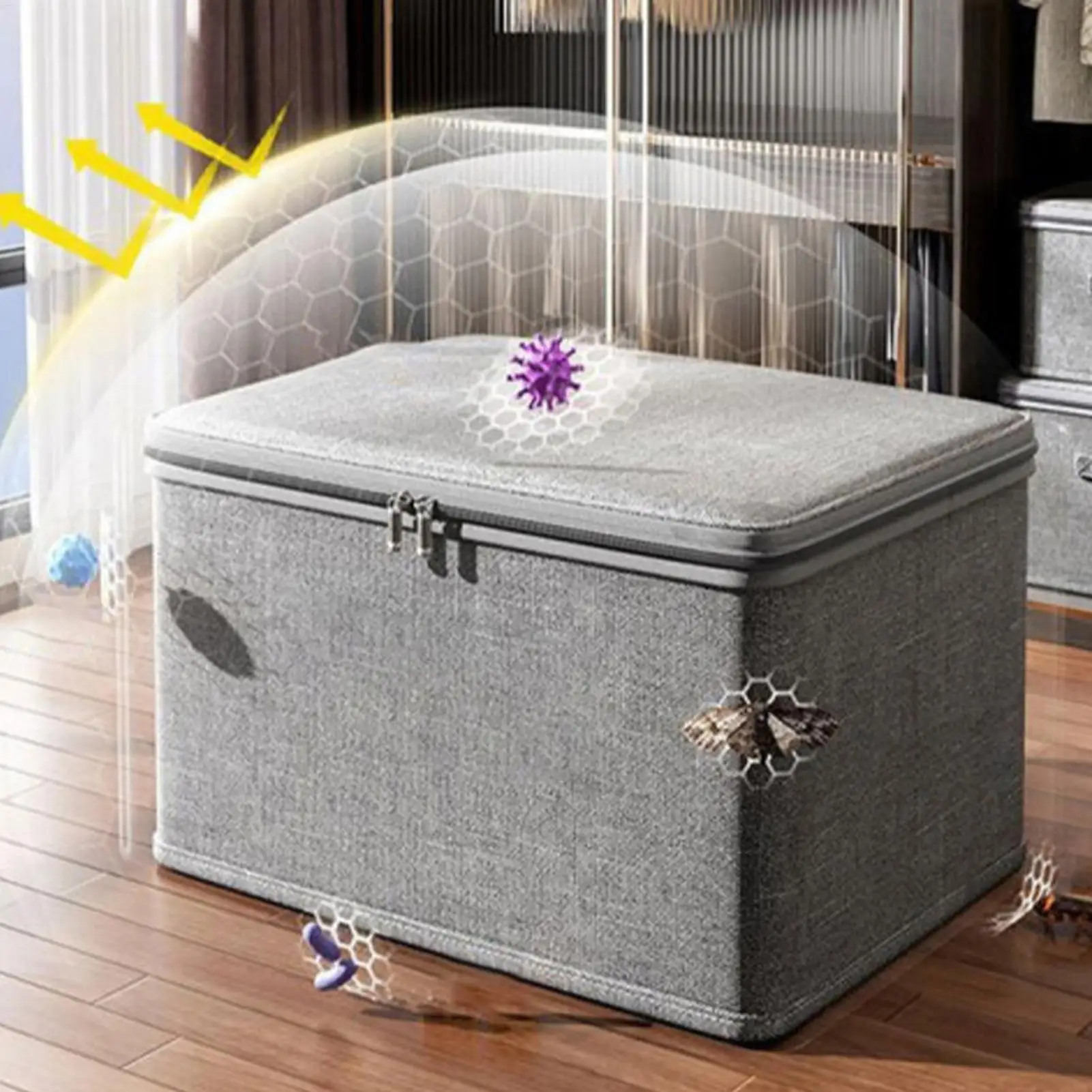 Locking Storage Box Organiser Box Lockable for Clothes Snacks Food Chest Lockout Utility Container for Jeans