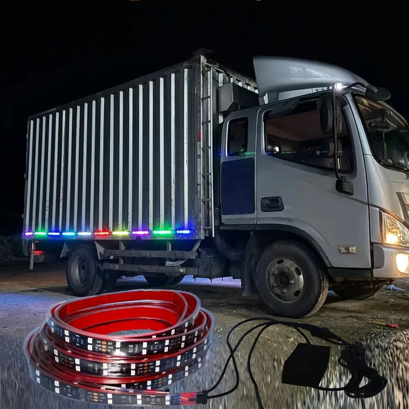 

DRL LED Truck Light Strips Warning Light magic Flexible Streamer LIght Bar Atmosphere Lamp with Remote 24V For iveco Van Truck