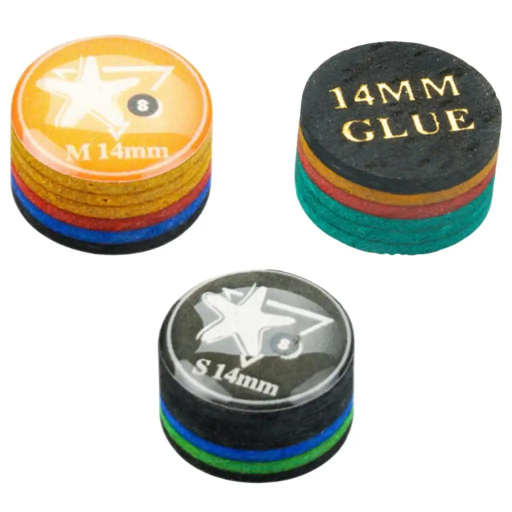 5 Pack Snooker Cue Tips, 14mm Pool Cue Accessories, Rainbow Colors