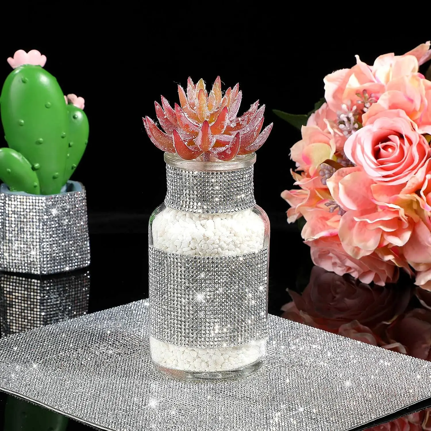 5 Stück Selbstklebende Strass-Aufkleber Glitzer-Kristall-Edelstein-Sticker Bling Bling Diamant Auto Handy Tasche Geschenkbox Party DIY Dekoration – Detail 8