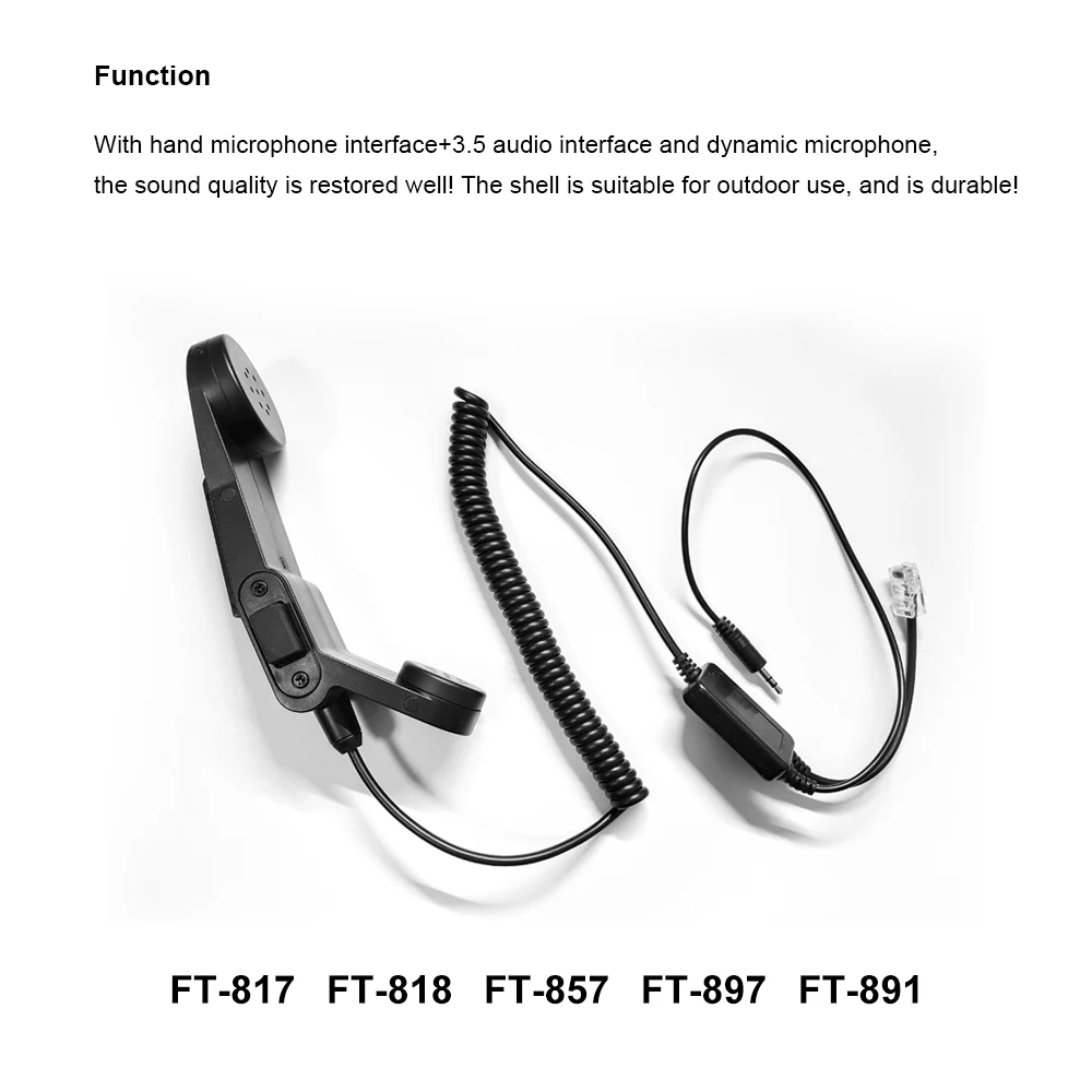 Handheld H250 Emergency Communication Microphone Speaker For YAESU FT-817 FT-818 FT-857 FT-897 Transceiver Radio Moving Coil Mic