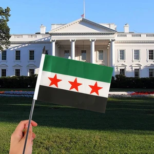 14x21 cm Meja Kantor Bendera Suriah Banner Republik Arab Suriah Suriah Bintang Tiga Banner Meja Ornamen Bendera 12 bendera meja penjualan terbaik - №