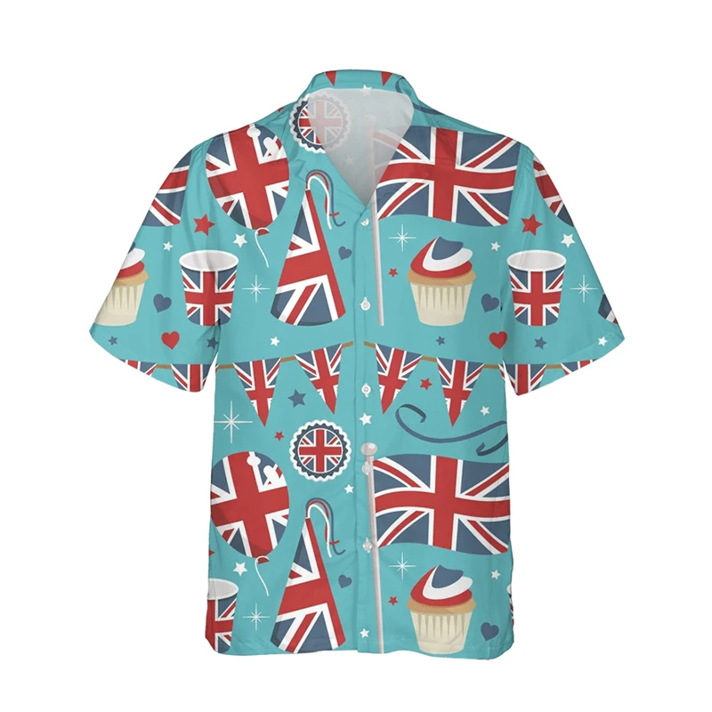 Amerikaanse Vlag Grafische Shirts Voor Mannen Kleding 3d Bedrukt Hawaiian Strand Shirts Met Korte Mouwen Y 2K Tops Vintage Kleding Revers Blouse