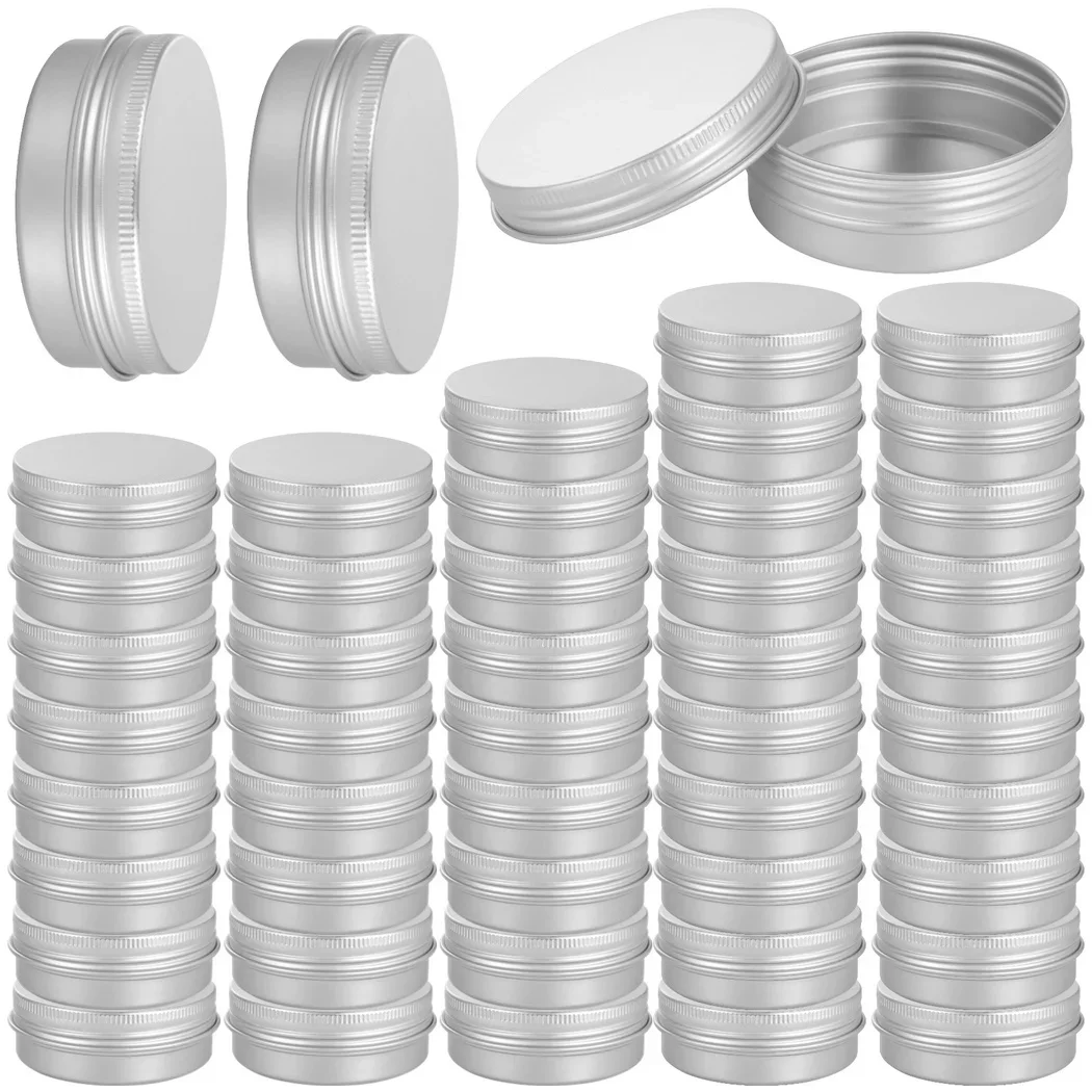 48Pcs Tin Jars With Lids 2oz Round Aluminum Tea Packaging Boxes Aluminum Refillable Cosmetic Containers For Ointments Salves