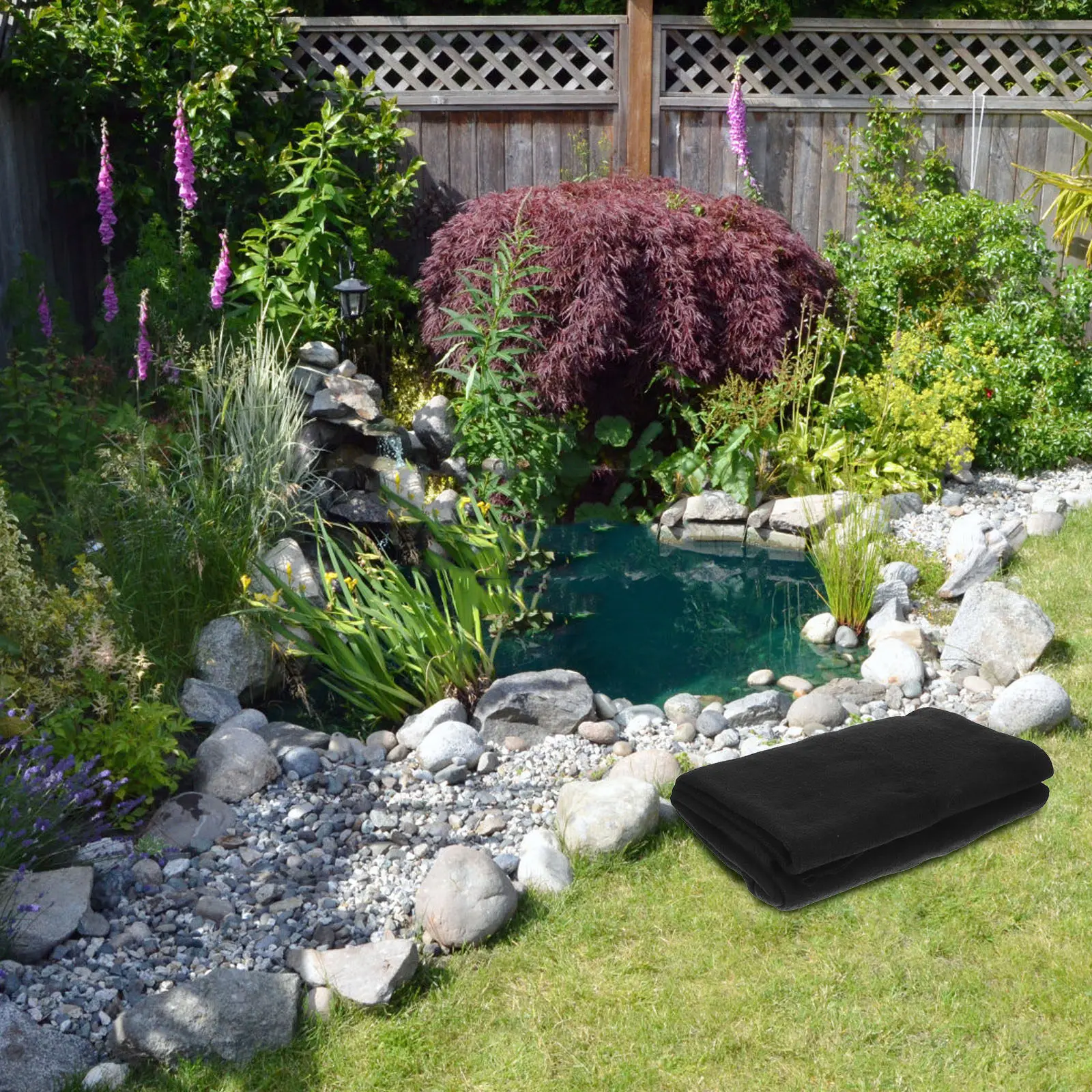 Pond Liner Underlayment Nonwoven Fabric Heavy Duty Shockproof Pond Cushioning Mat Waterproof Cover for Garden Ponds