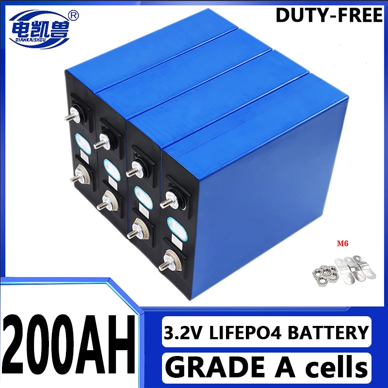 Original 3.2V 200Ah LiFePO4 rechargeable battery DIY 12V 24V 48V Lithium-iron phospha Can make Boat car camping cells