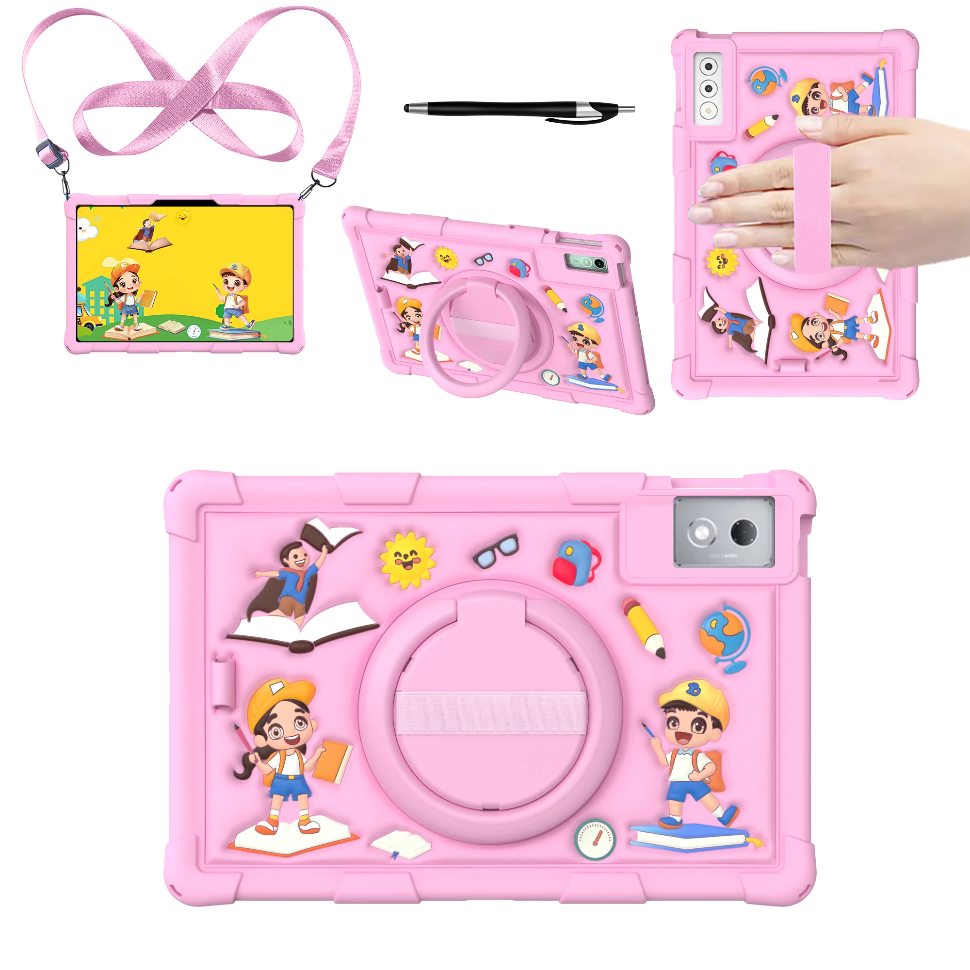 

Детский чехол для Lenovo Tab P12 12,7 дюйма Yoga Pad Pro 12,7 дюйма Xiaoxin Pad Pro 12,7 TB375FC TB373FU с мультяшным ремешком и ручкой