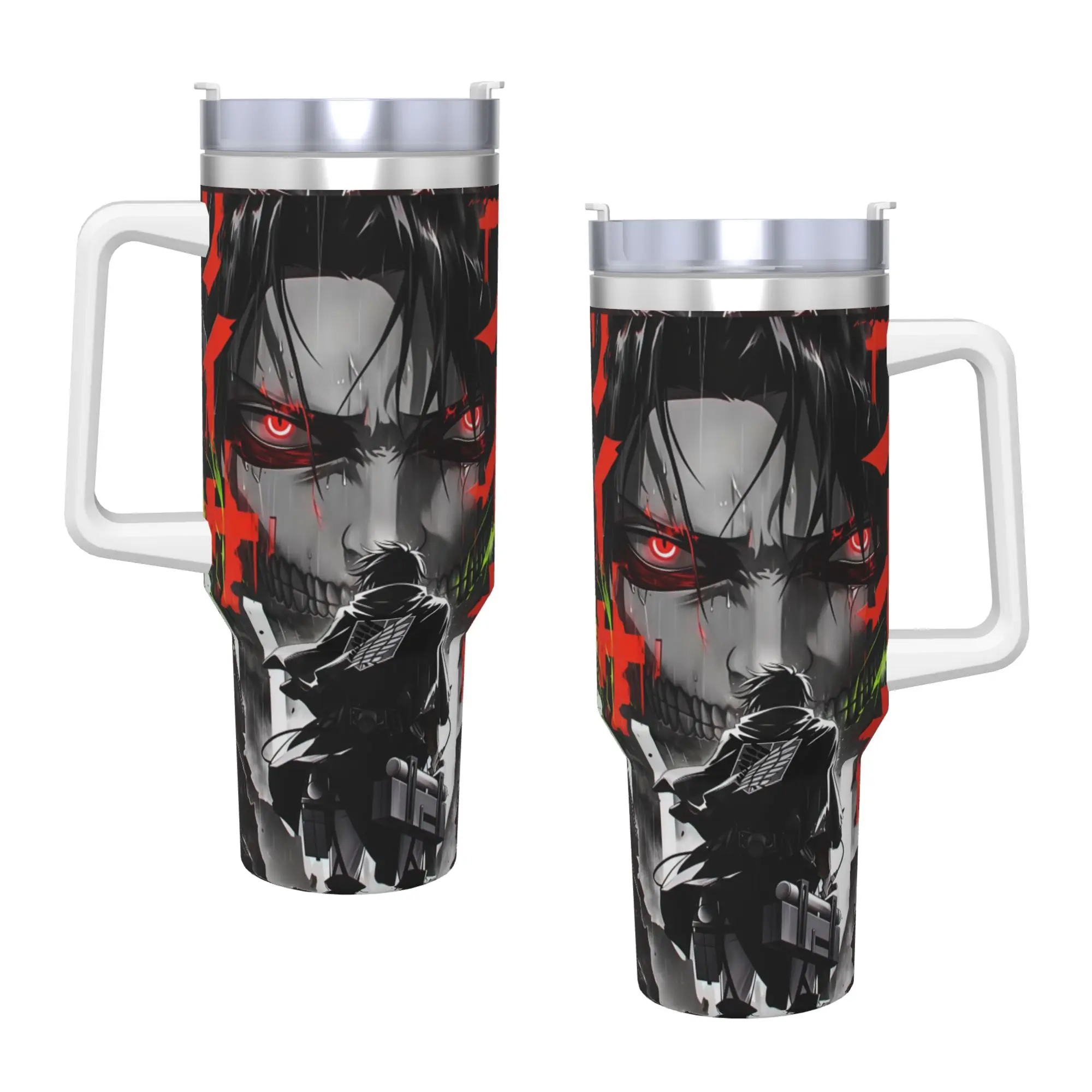 Attacks On Titans Anime Stainless Steel Tumbler Thermal Cups With Straws and Lid Large Capacity Car Mugs Cold Drink Water Bottle