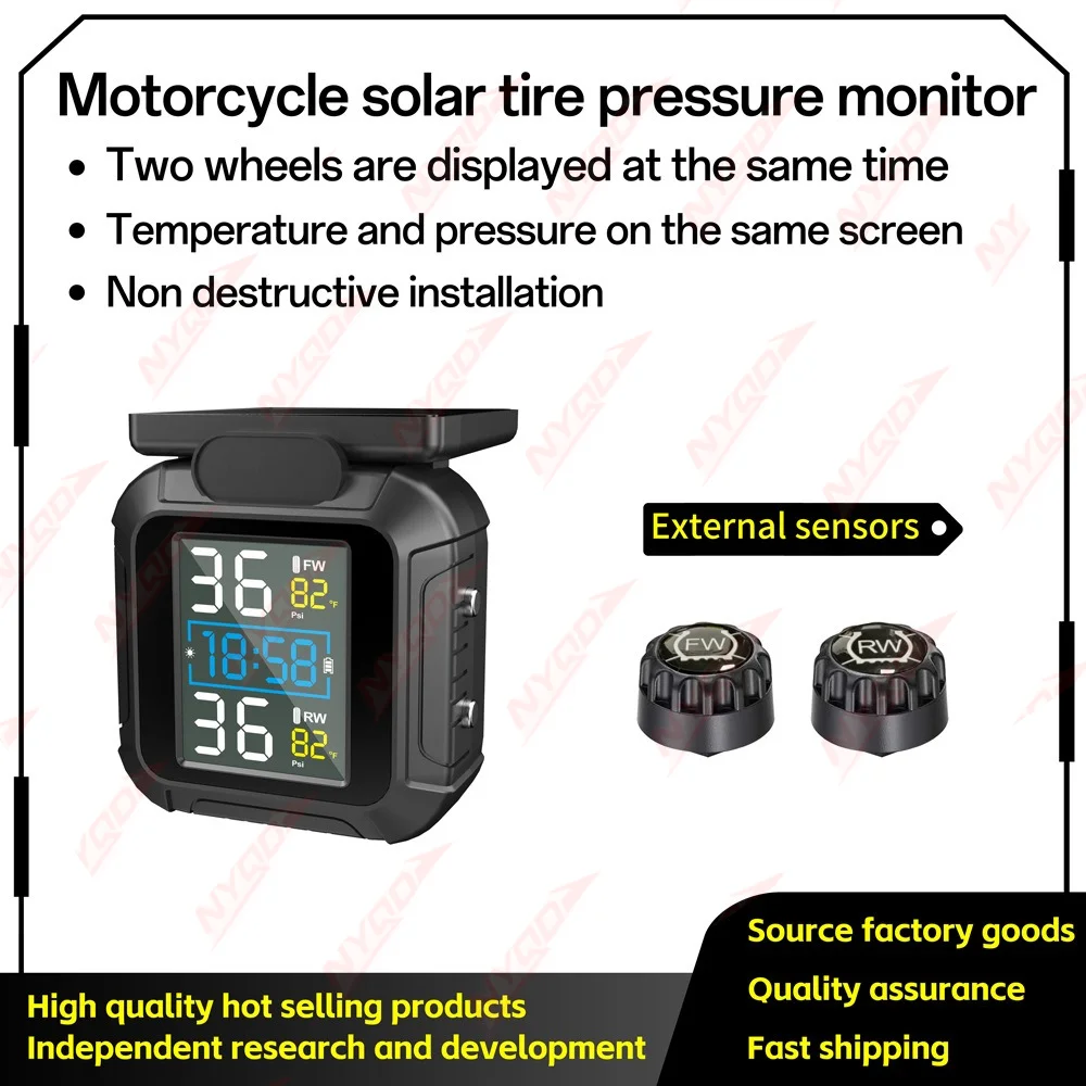 Motorcycle Tire Pressure Monitoring System TPMS Wireless High Precision Real Time Alarm Durable for Motorbike Scooter