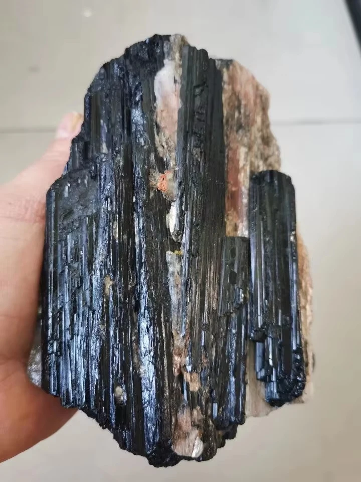 Raw Tourmalinated Quartz Crystal Natural Black Tourmaline in Quartz from Brazil