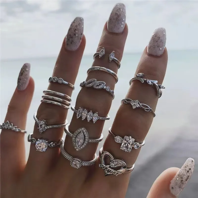 30 Pieces New in Rings for Women Vintage Gothic Punk Fashion Aesthetic Style Premium Party Jewelry Knuckle Ring Girls Gift