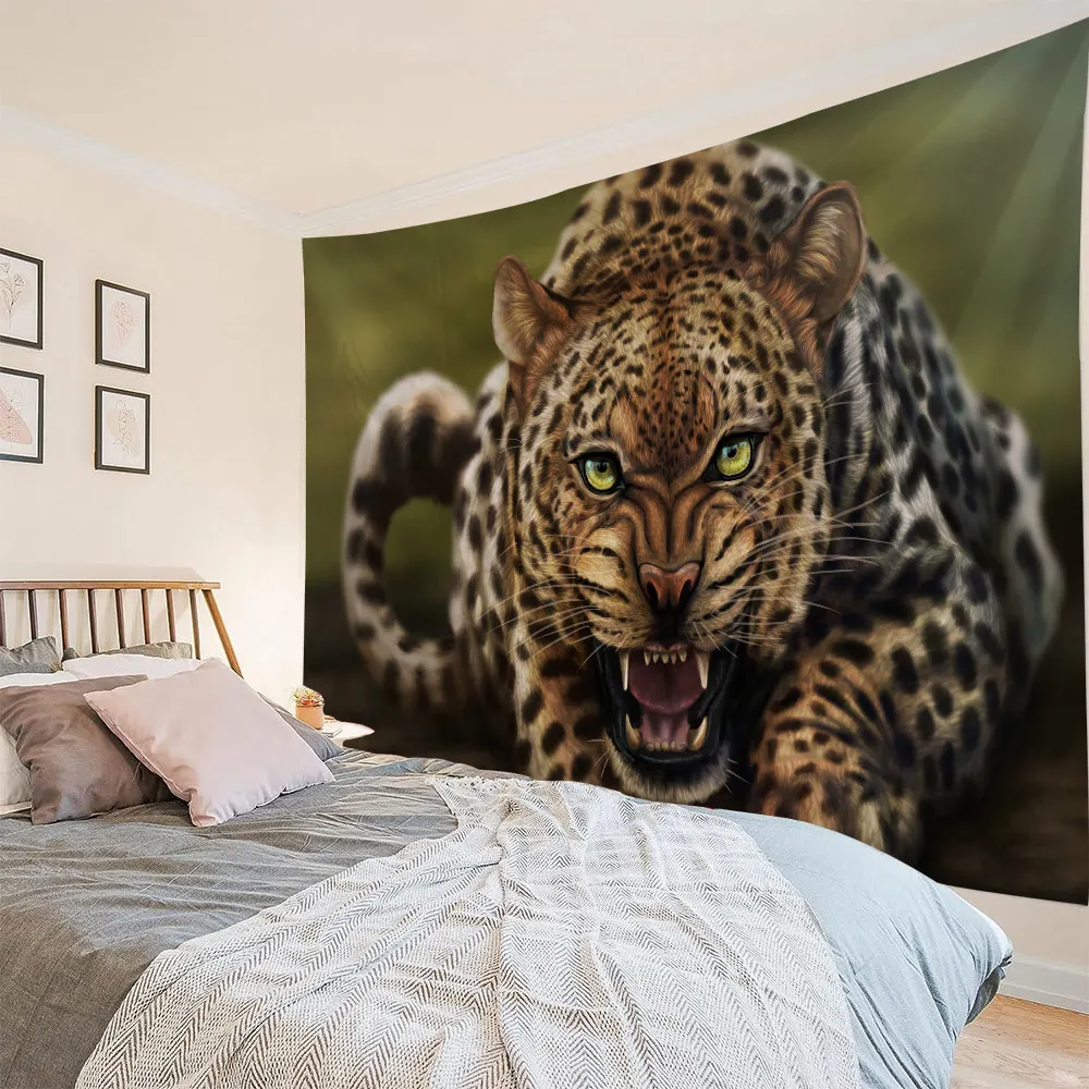 

3D leopard tapestry African animal wall hanging home wall art decoration Yoga mat bed sheet beach towel blanket picnic mat