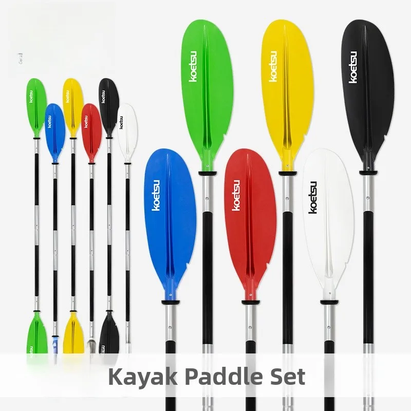 KOETSU-paleta de doble cabezal de cuatro secciones, paleta combinada de aluminio para Kayak, surf, deportes, cámara para exteriores, equipo de viaje