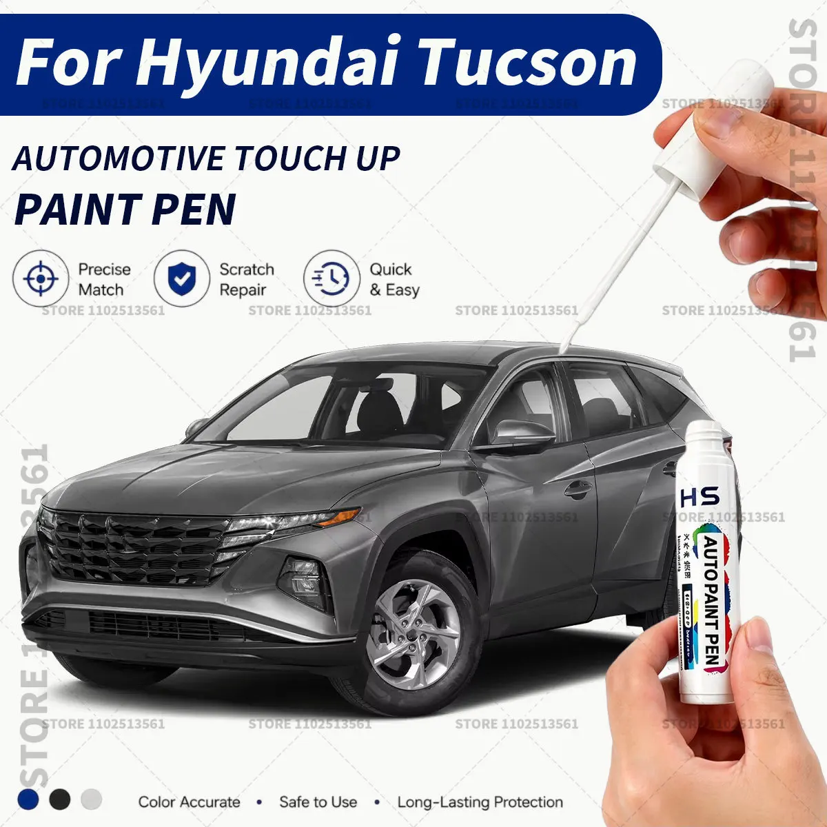 Car Touch Up Paint Pen Scratch Chip Repair Paint For 2004-2025 Hyundai Tucson Elegant White Ebony Brown Green Bright Silver
