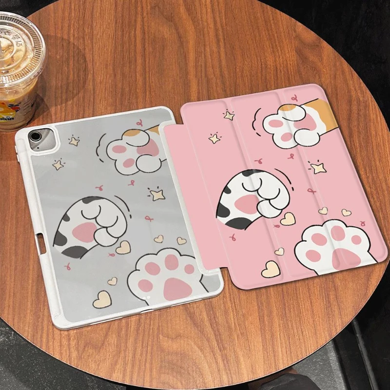 Capa funda para ipad 5a geração 9.7 Polegada pro 11 2nd 3rd 4th ipad air 5 4 10.9 casos ar 2/3 10.5 gato pata ilustração bonito