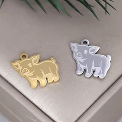 2pcs Stainless Steel Piggy Charms Fit Kids Gifts Necklace Keychain Jewelry Making Cute Pig Animal Pendant Metal diy Accessories