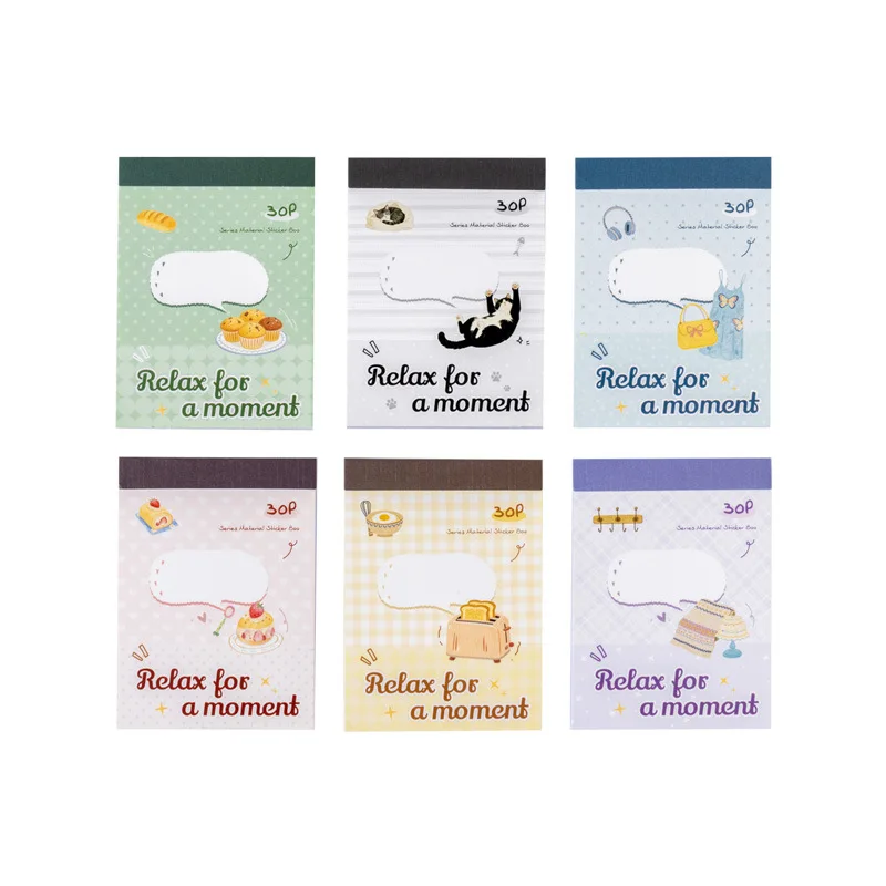 6packs/1lot Kawaii Stationery Stickers Take a moment to relax Diary Decorative Mobile Stickers Scrapbooking Craft Stickers