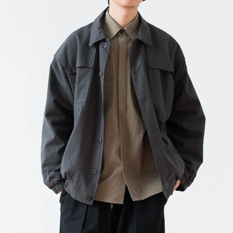 

Мужская рабочая куртка свободного кроя в японском ретро-стиле с множеством карманов, модная молодежная верхняя одежда, весенняя, хлопковая, с длинными рукавами