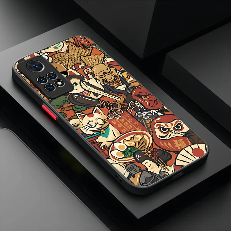 우키요에 사무라이 바다 파도 케이스 샤오미 레드미 노트 14 13 12 11 프로 플러스 5G 12S 11S 10S 10 9 레드미 14C 13C 12C 12 4G A3 A3X 에튀이