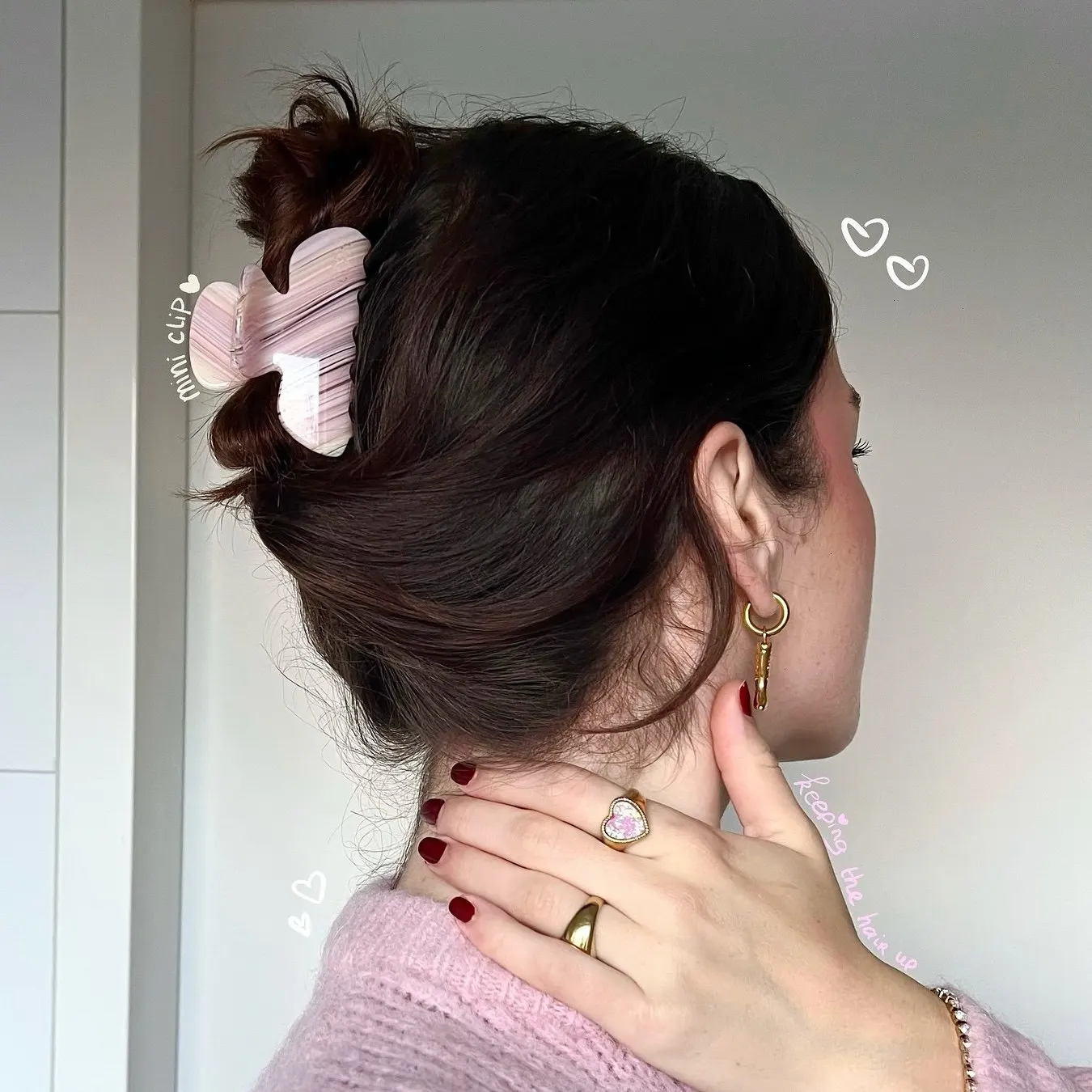 Fashion Hair Claw for Women Korean Elegant Acetate Pink Claw Clips Medium Size Barrettes Popular Hair Catches Hair Accessories