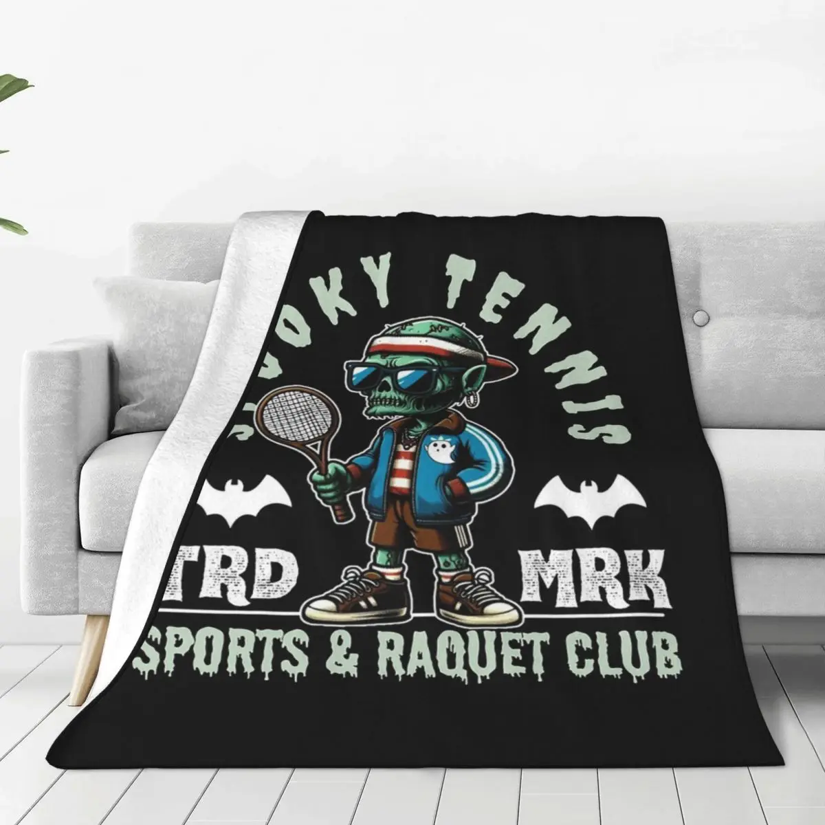 Spooky Tennis Sports And Raquet Club Blankets Flannel Lightweight Sofa Throw Blankets For Couch Bedding Throws Bedspread Quilt