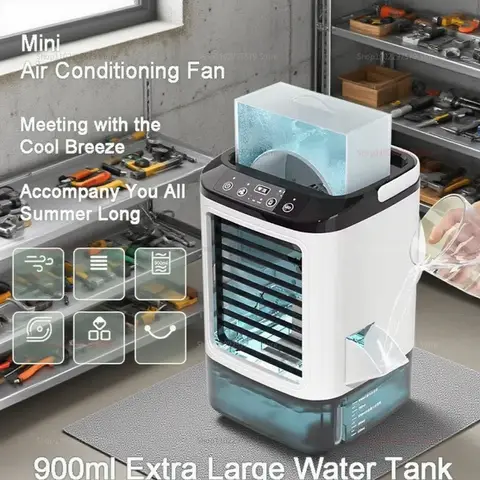 Mini ventilador refrigerador de ar portátil de mesa silencioso alimentado equipado com umidificador de spray ótimo para resfriamento hidratante escritório doméstico