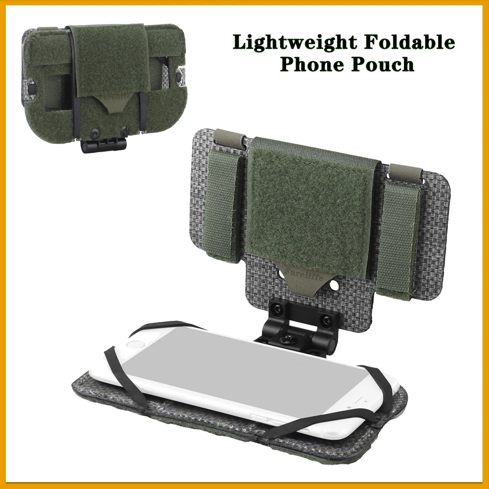 Folded  phone pouch MOLLE/PALS connection strap easy chest mobile phone holder navigation，hunting airsoft tactical vest accessor