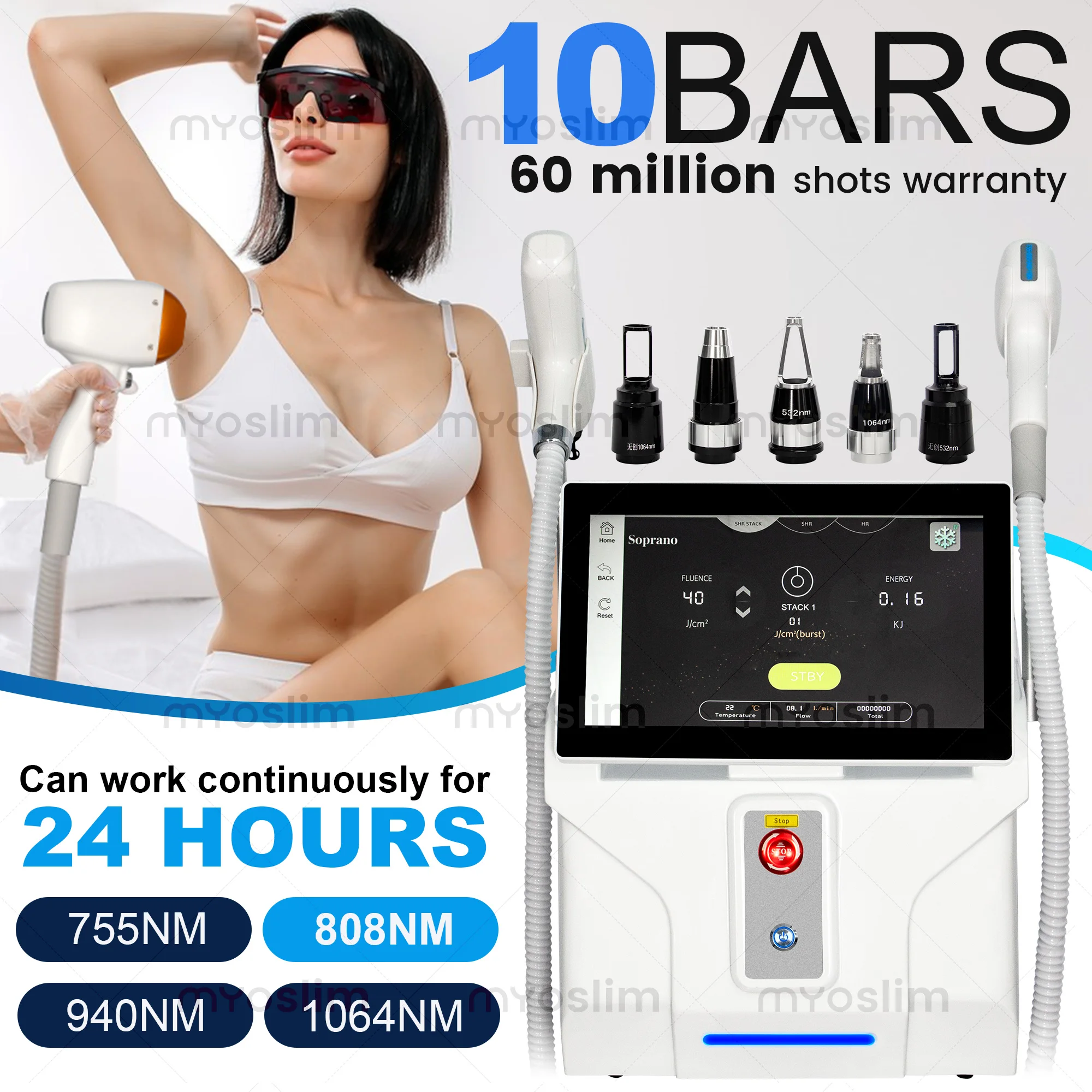 

FAC 2 IN 1 Professional 5000W 4 Wave 808 Diode Permanent Painless Hair Removal Picosecond Tattoo Removal Machine