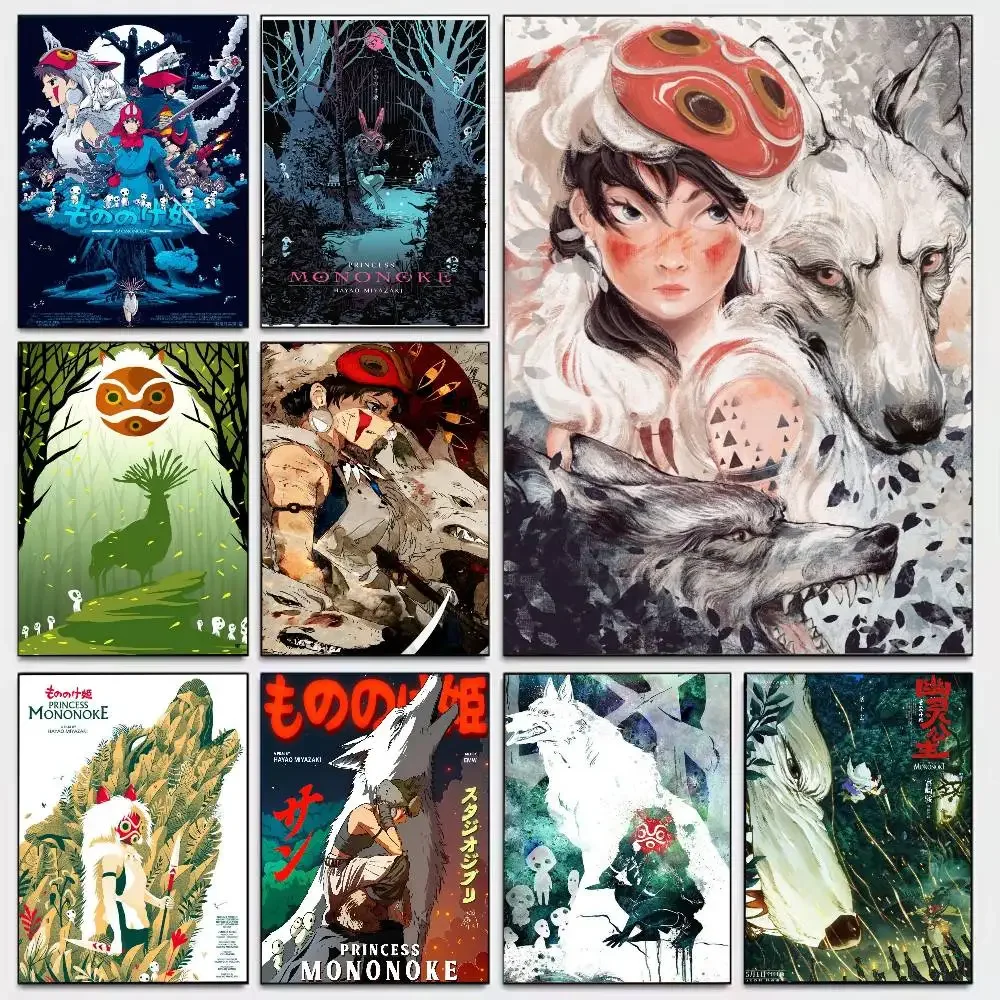 Póster Artístico de la Princesa M-Mononoke del Anime Japonés, Decoración Artística para Sala de Estar, Dormitorio y Hogar