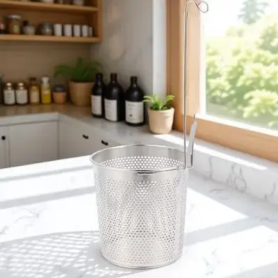 

Noodle Strainer Wooden Handle Stainless Steel Mesh Spider For Cooking Frying Oil Sifting Restaurant Use Slotted Scoop