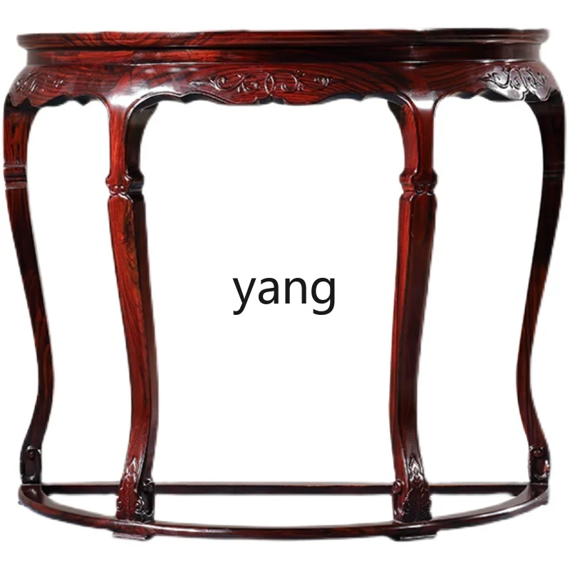 

LXL Rosewood Half Moon Table Solid Wood Dalbergia Latifolia Console Half round Table Bonsai Flower Stand