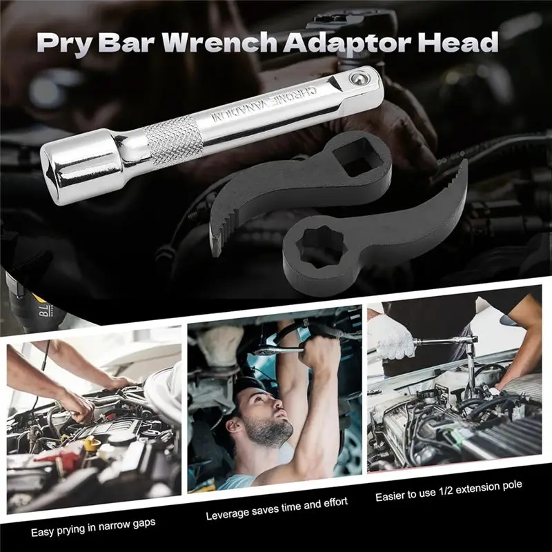 B62B-5Pcs Pry Bar Wrench Adaptor Half Shaft Removal Car Repairing Tools With Extension Bar For Tight Spaces
