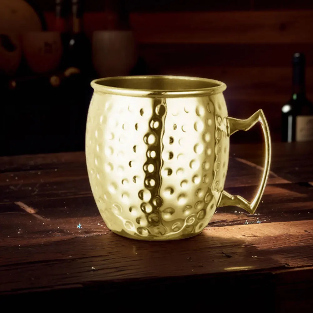 

Moscow Mule Mug Stainless Steel Beer Cup with Handle Cocktail Mug Copper Plated for Cold Drinks Beer Wine Bars Parties Gifts