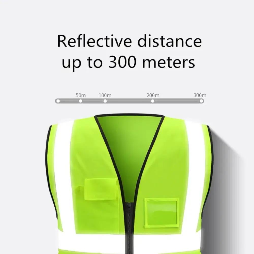 Chaleco de Seguridad Transpirable y Duradero con Tiras Reflectantes, Chaleco de Trabajo de Malla con Cremallera, Chalecos de Seguridad de Alta Visibilidad para Tráfico Nocturno y Actividades al Aire Libre
