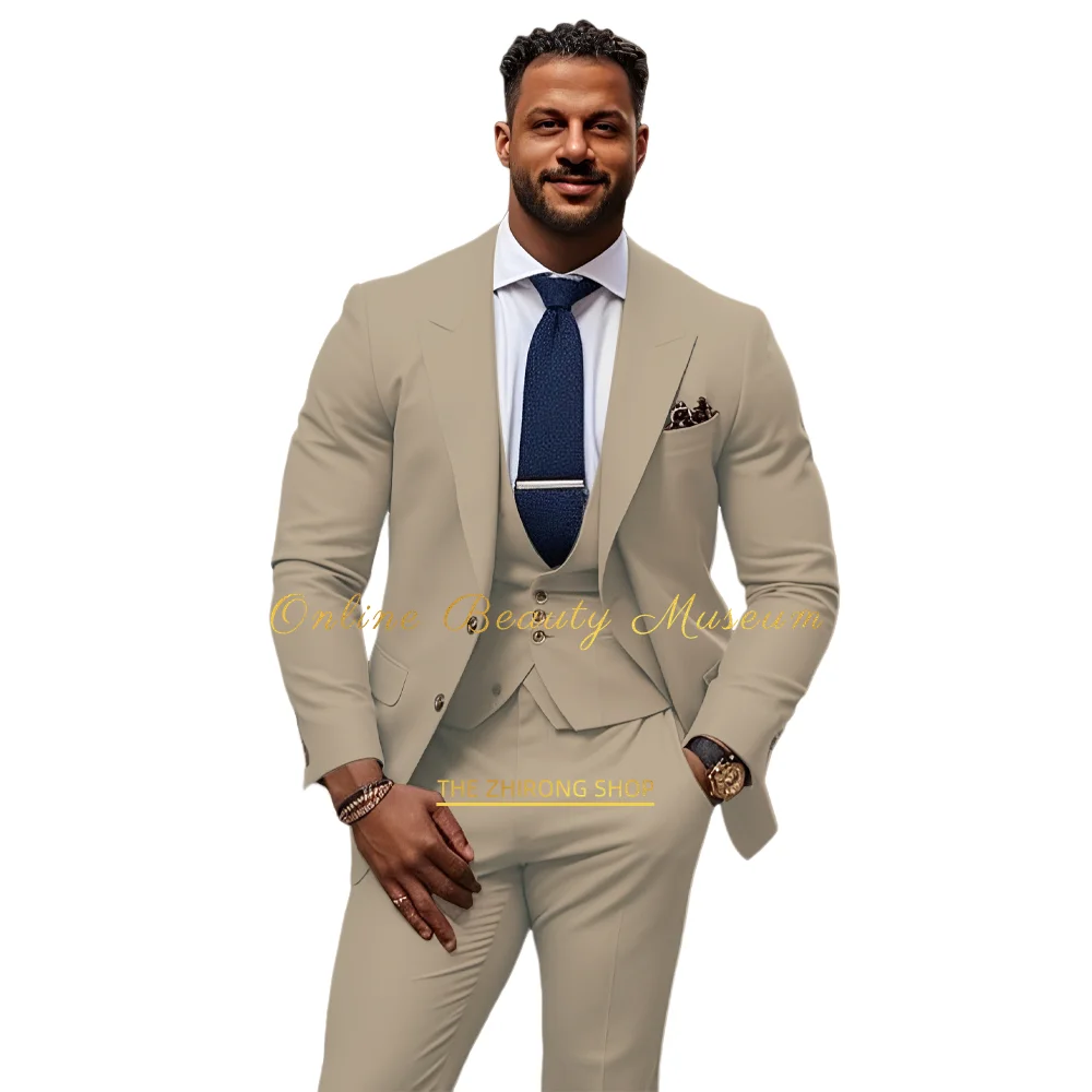 Men's Purple Single Breasted Wedding Blazer Waistcoat Trousers 3 Piece Custom Dress Set Cocktail Party Fashion Dress